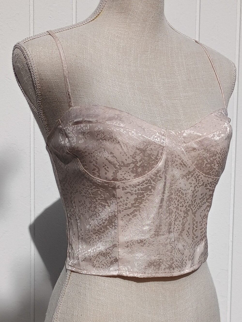 🥂 Sexy Forever 21 Champagne Snake Print Smocked Bustier Style Corset Crop Top